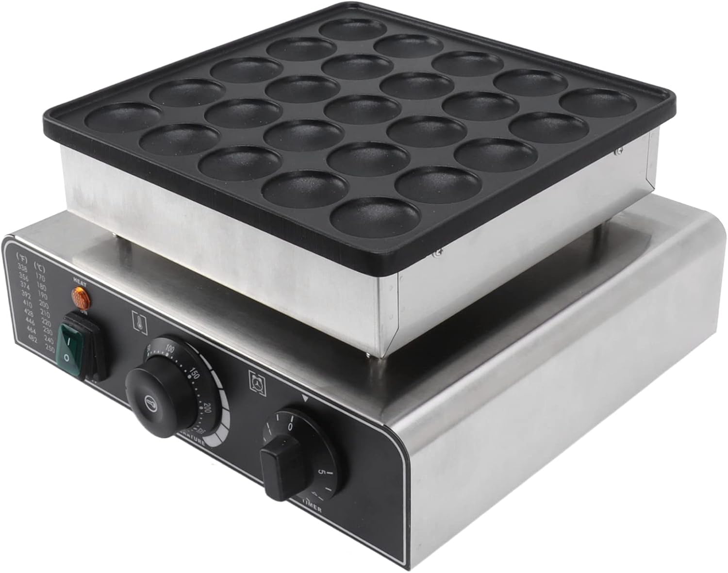 25PCS Mini Dutch Pancake Baker,Commercial Electric Waffle Pancake Maker,Non Stick Coating, Stainless Steel, Fast Heating,Pie Muffin Waffle Maker Machine for Home Kitchen Restaurant Bakery(US Plug)