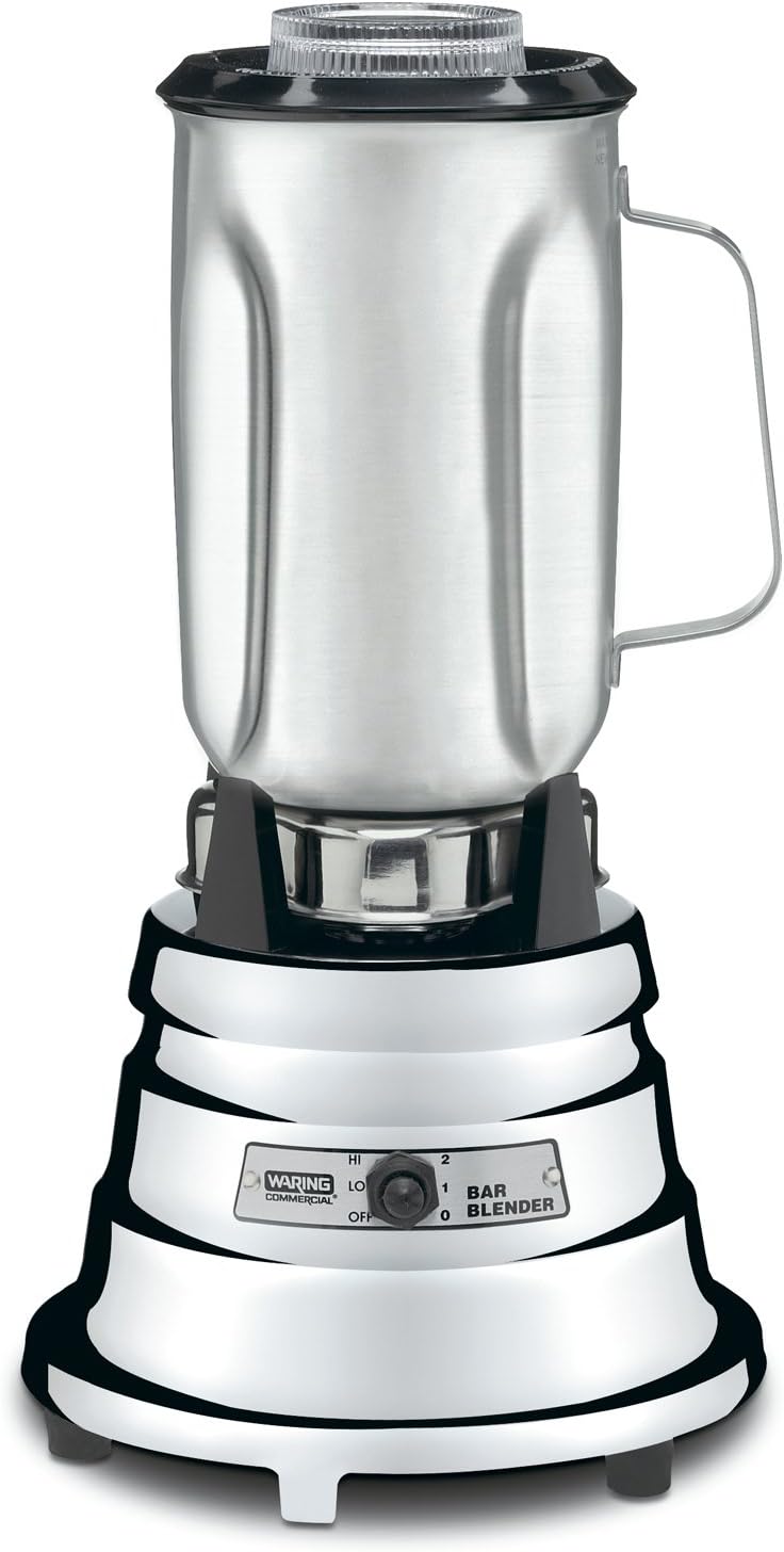 Waring Commercial BB900S 1\/2 HP Chrome Bar Blender with 32-Ounce Stainless Steel Container, 1-Quart, Silver