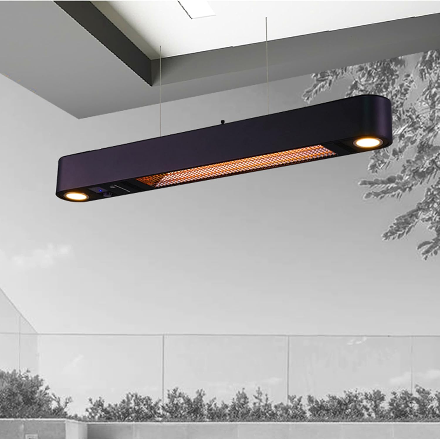 Infrared Patio Heater, Wall-Mounted Ceiling Hanging Outdoor Heater w/LED Light & Remote Control, Fast Heating for Indoor and Outdoor Use