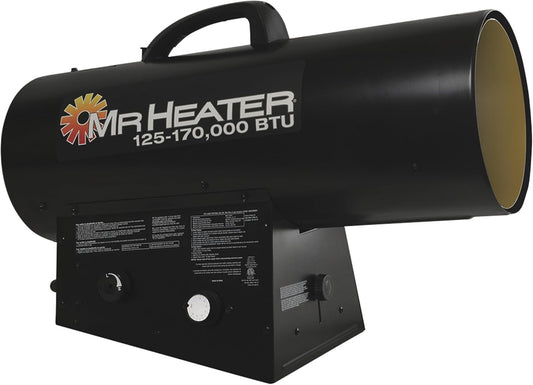 Mr. Heater MH170QFAVT 170,000 BTU Portable Propane Forced Air Heater with Quiet Burner Technology - Heavy Duty Outdoor & Job Site Heater
