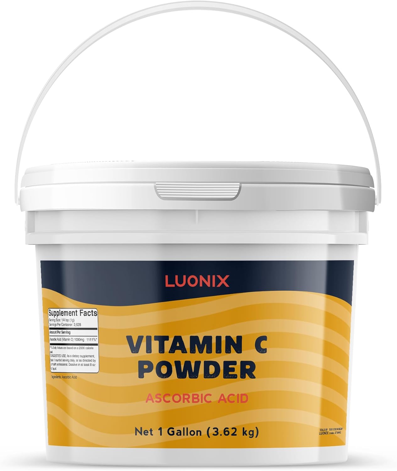 Luonix Vitamin C Powder, 1 Gallon Bucket, Ascorbic Acid, Supplement