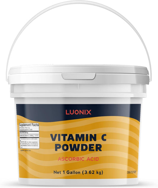 Luonix Vitamin C Powder, 1 Gallon Bucket, Ascorbic Acid, Supplement