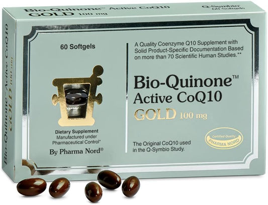 Pharma Nord Bio-Quinone Gold Coenzyme Q10 100mg | The Original CoQ10 | High Absorption, Backed by Research | Essential Antioxidant for Energy, Heart Health and Fertility Support* | 60 Softgels