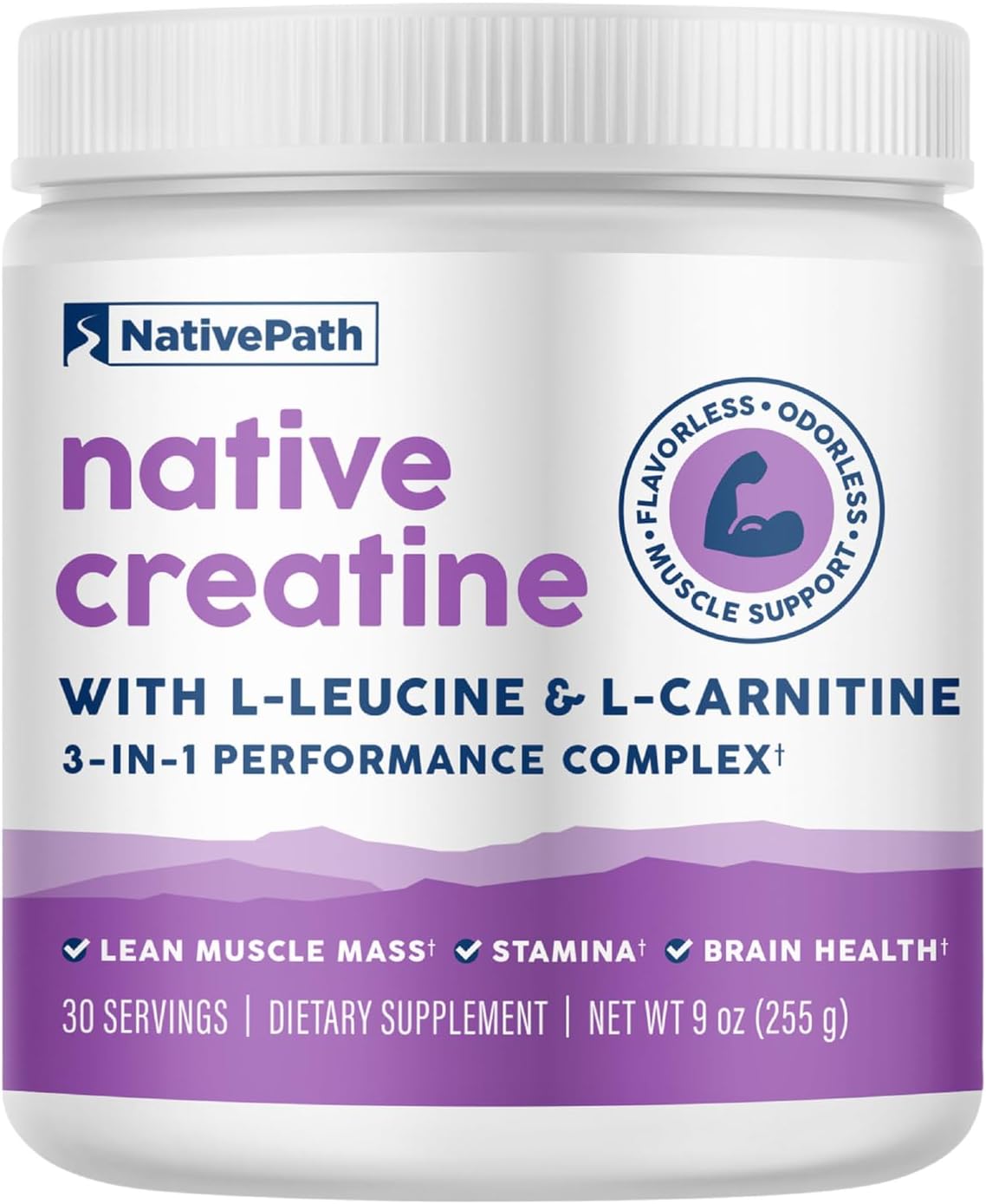 NativePath Creatine Monohydrate Powder with L-Leucine & L-Carnitine - Muscle Building Supplement for Men & Women - 30 Servings