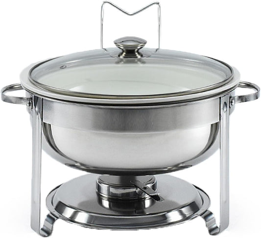 Hot Pot Buffet Set Stainless Steel Baking Pan with Insulated Glass Lid and Stand Easy to Clean Suitable for Party/Banquet/Party/Wedding