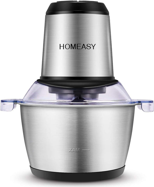 Meat Grinder Electric, Food Processor 2L Stainless Steel Meat Blender Food Chopper for Meat, Vegetables, Fruits and Nuts with 4 Sharp Blades, 350W, 8 Cups