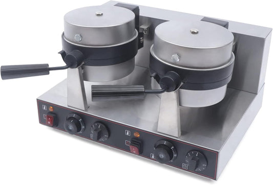 Hamburger Maker, 110V 2400W Round Double-head Commercial Burger Maker, Adjustable Heat and Time Stainless Steel Burger Machine, Non-stick Electric Maker for Restaurant Bakeries Snack Bar
