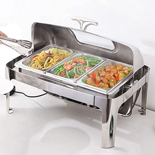 Food Warmer ，Banquet Appliance, Stainless Steel Stir-Fry Buffet Set with Visible Lid, 13L Commercial Buffet and Warmer for Keeping Food Warm