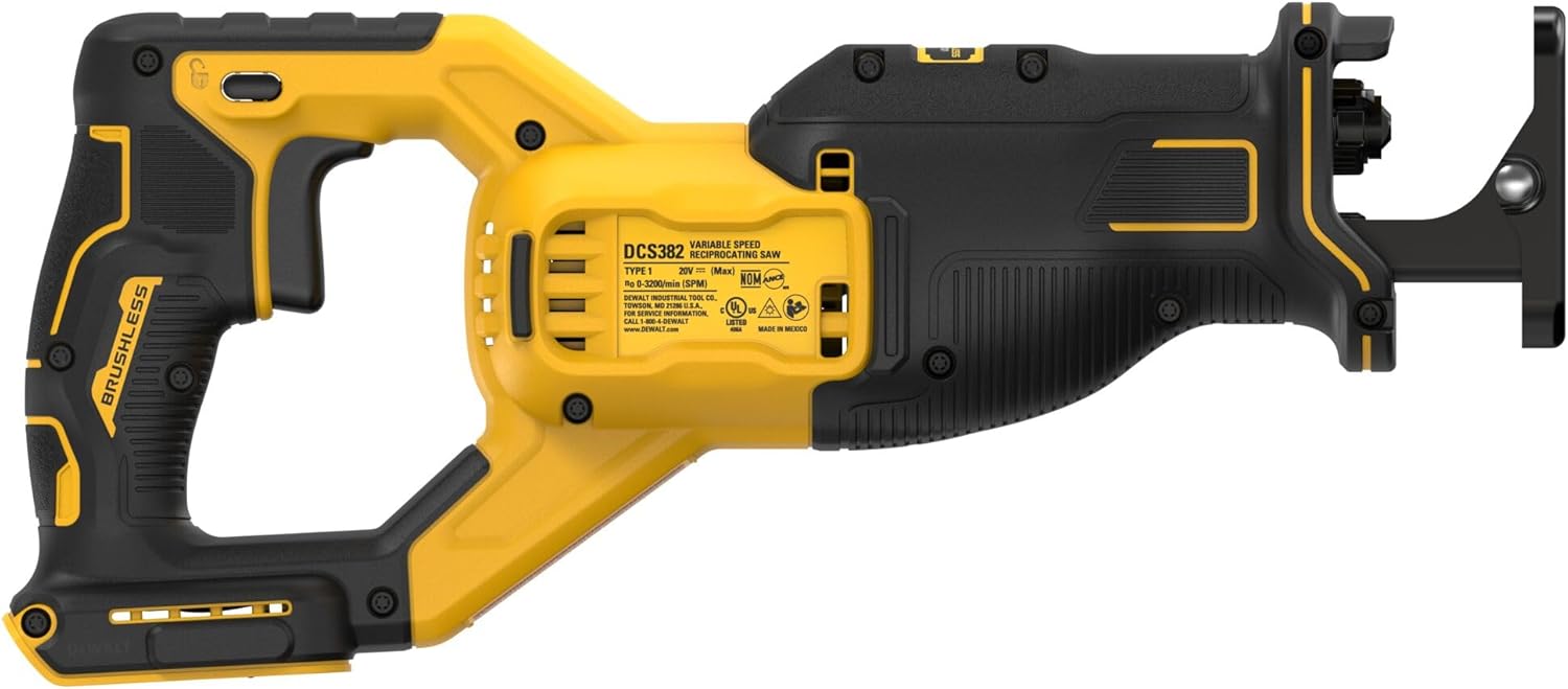 DEWALT 20V MAX* Reciprocating Saw, Cordless, 2-Finger Variable Trigger, Keyless Blade Clamp, Tool Only (DCS382B)