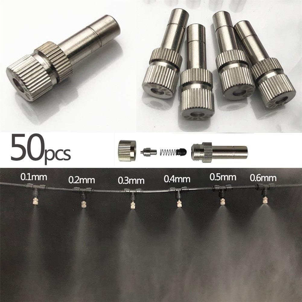 Pfeilzieher 50pcs Brass misting nozzles kit for Cooling System Mister nozzles Fog nozzles for Patio misting System Outdoor Cooling System Garden Water Mister Size 0 3mm