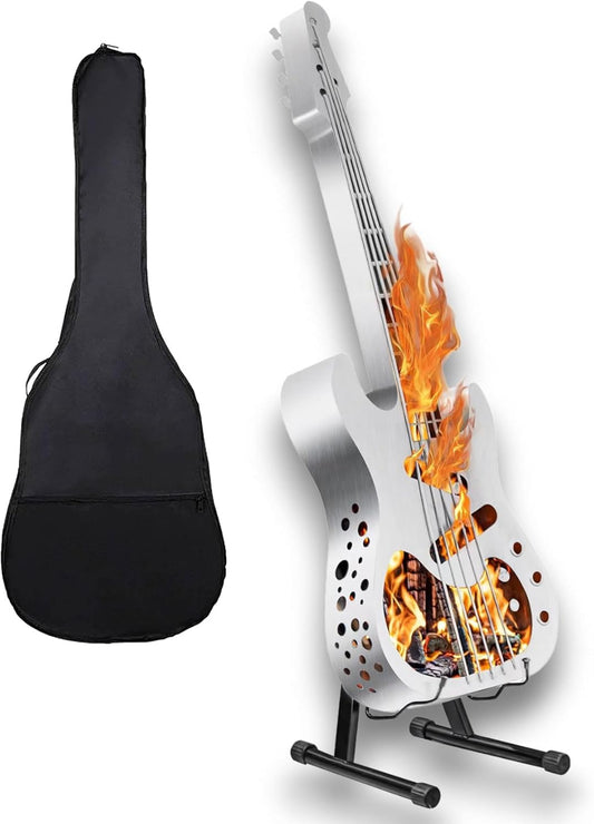 Bass Fire Pit Brazier, Wood Burning Portable BBQ Grill & Outdoor Fireplace, 304 Stainless Steel with Bass Bag & Stands - Perfect for Camping, Lake Houses, Beach, Backyard Gatherings