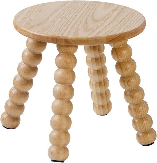 HuiDao Solid Wooden Step Stool for Kids Adults, 10 inch Short Chair Perfect Matched Sensory Table, Sturdy and Versatile Foot Stool for Bathroom, Kitchen, Bedroom, Plant Stand Natural (1, Burlywood)