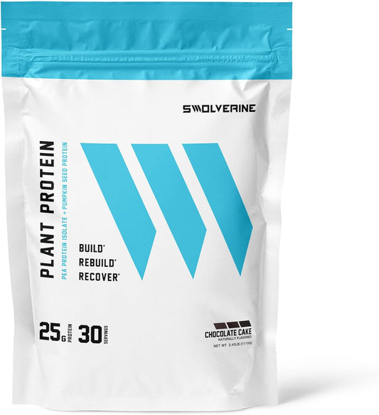 Swolverine Plant Protein | 100% Vegan, Plant-Based Protein Powder, Pea Protein Isolate, Pumpkin Seed Protein, 22G Protein, 30 Servings Chocolate Cake Flavor (Chocolate Cake)