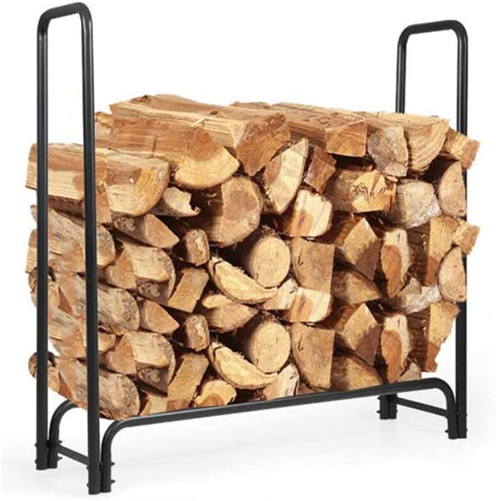 Fireplace Spark Guard Firewood Stand, Heavy Duty Firewood Holder, Steel Tube Firewood Storage Rack, Easy to Assemble Firewood Rack for Patio Decks, Wood Storage Stand for Indoor and A