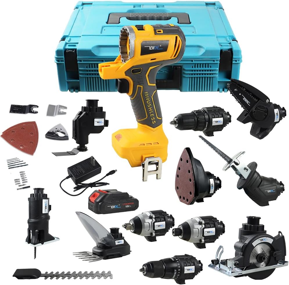 NEWONE 18V MAX MATRIX Drill,12-Tools Set Power Tool Combo Kit, Cordless Tool Set,2 Batteries and One Charger