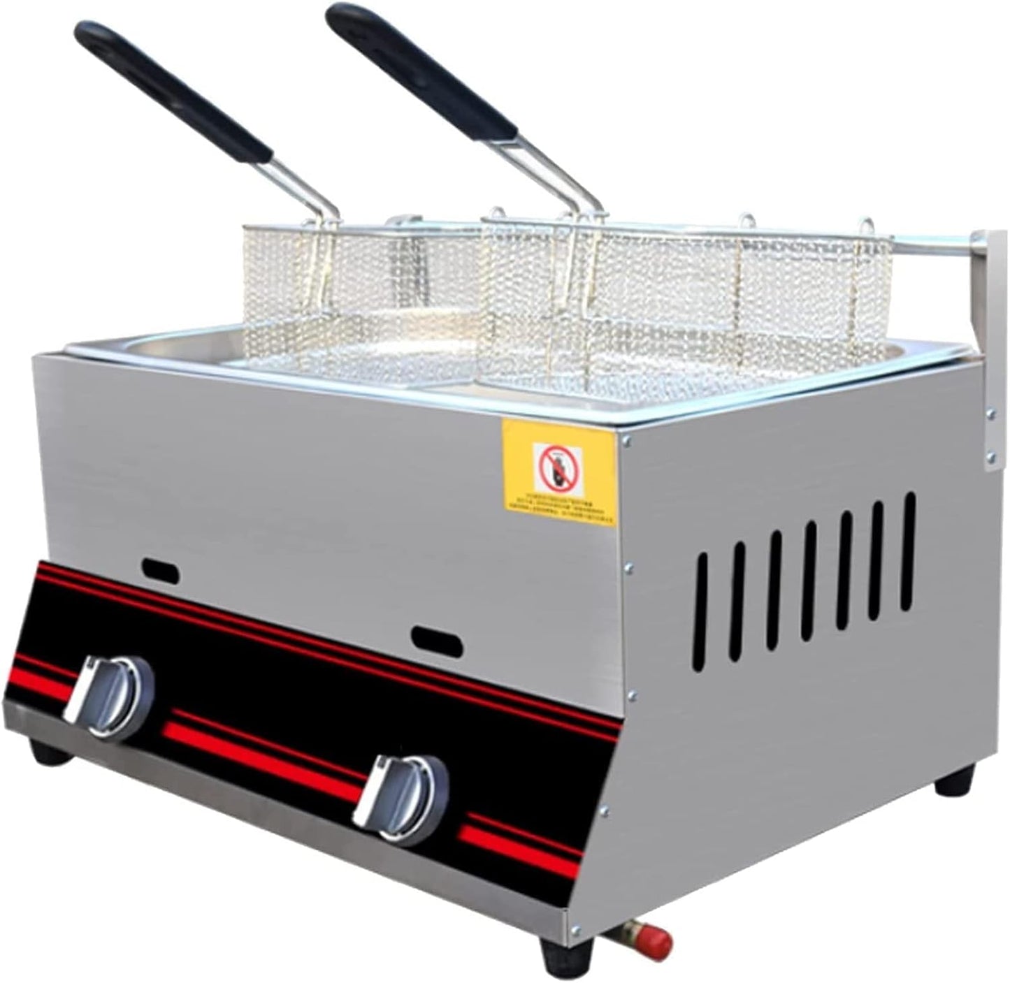 Professional Gas Fryer, 6L/12L Gas Fryer Tank Stainless Steel Chicken Chips Fryer With Basket Scoop For Commercial Restaurant Home Kitchen, 20240301