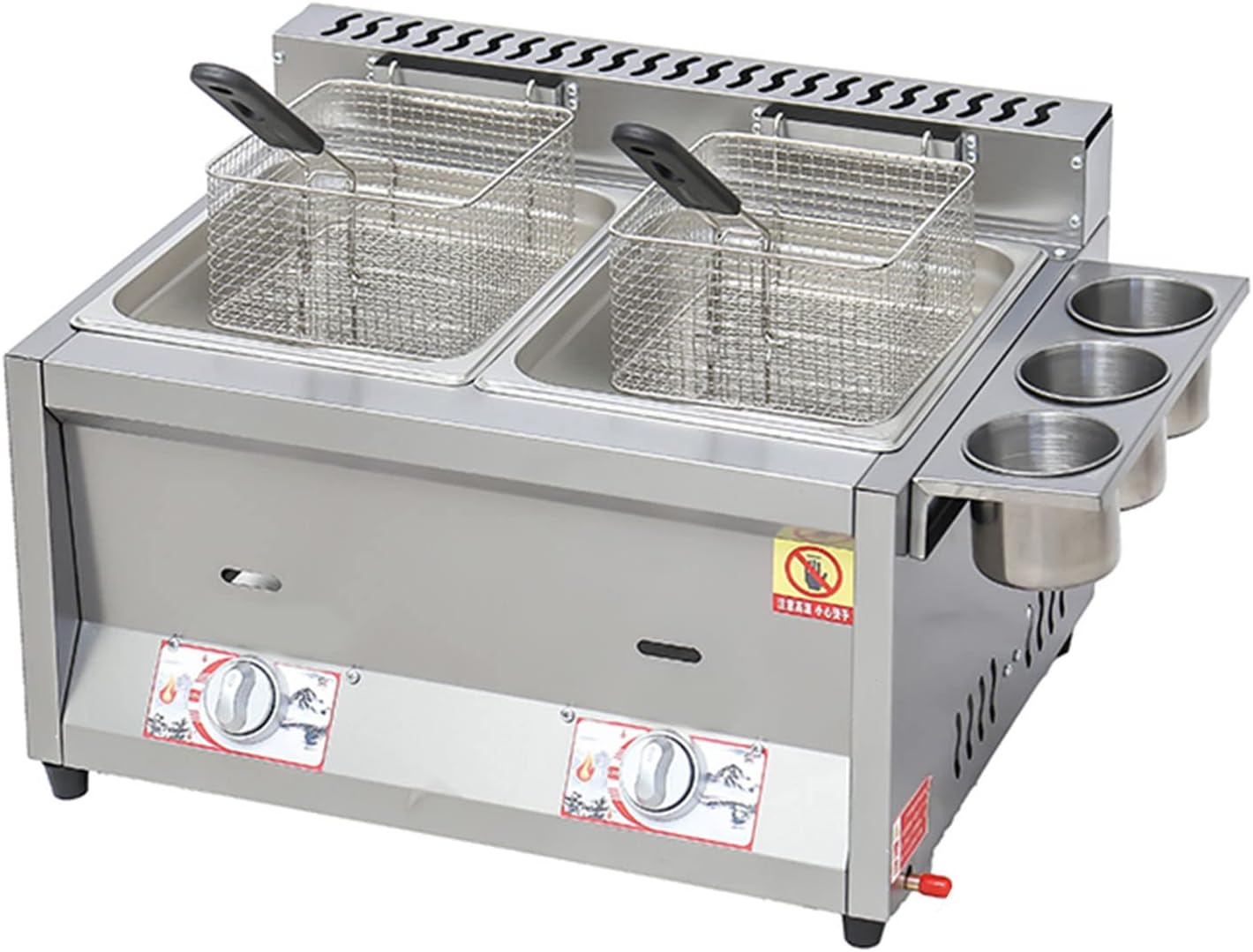 18l/26l Commercial Desktop Large Propane Gas Fryer, Light Stainless Steel Lpg Deep Fryer Large 8L+8Lwith fried basket