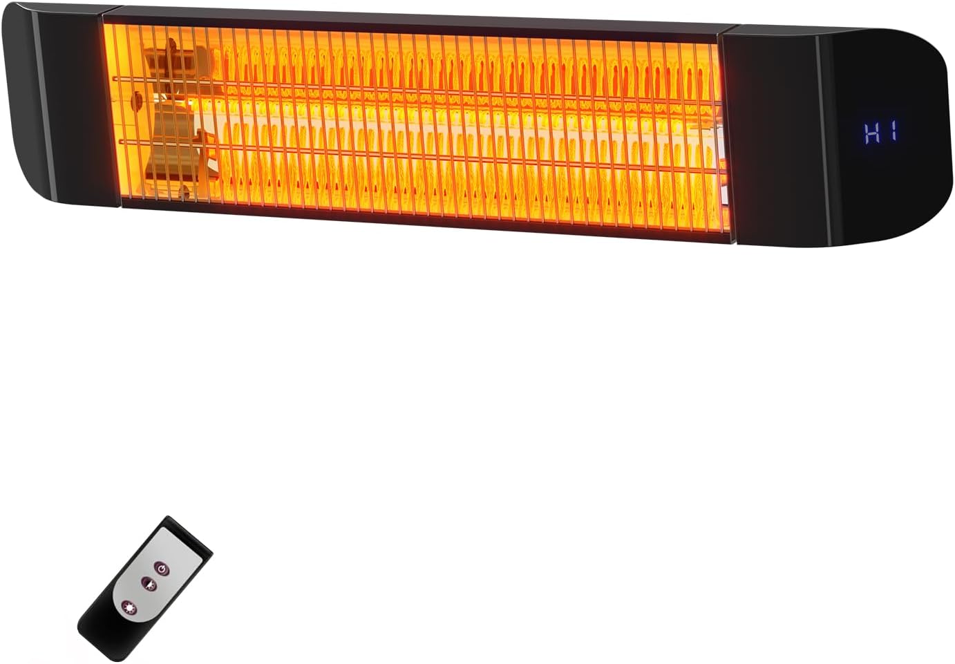 1500W Infrared Patio Heater, 2 Levels (900W/1500W), Wall Mounted Electric Outdoor Heater with Remote, CSA Certified, IP65, Overheat/Tip-Over Protection for Garage & Backyard (Black)