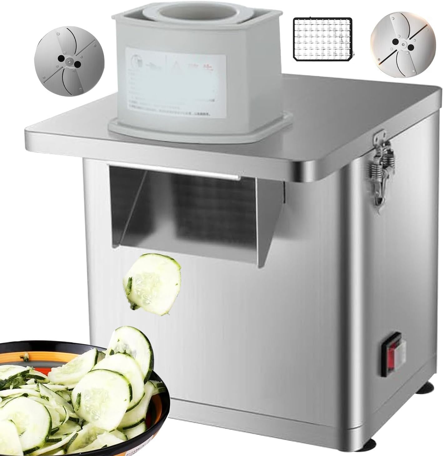 Commercial Vegetable Fruit Dicer, Vegetable Cutter, 3 in 1 Functions Fruit Slicer Chopper Food Processor/Include 3 Blades, 2.7 * 3.9inlet/Electric Vegetable Chopper Dice