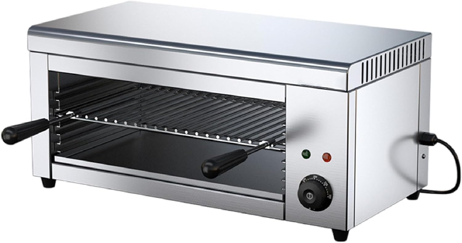 Countertop Salamander Broiler, 2000W Electric Cheese Melter Raclette Grill, 120-570°F Temperature Adjustable Commercial Steak Broiler Stainless Steel Cheesemelter Toaster Oven