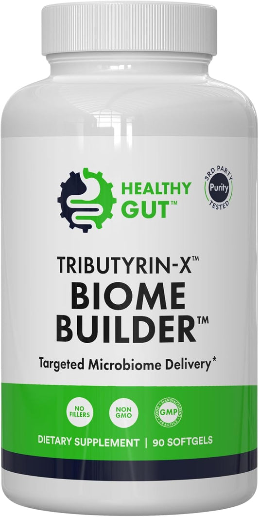 Healthy Gut Tributyrin-X | Most Bioavailable Butyrate Postbiotic for Gut Health & Leaky Gut Support | 99% Pure w\/Zero Odor | 90 Softgels