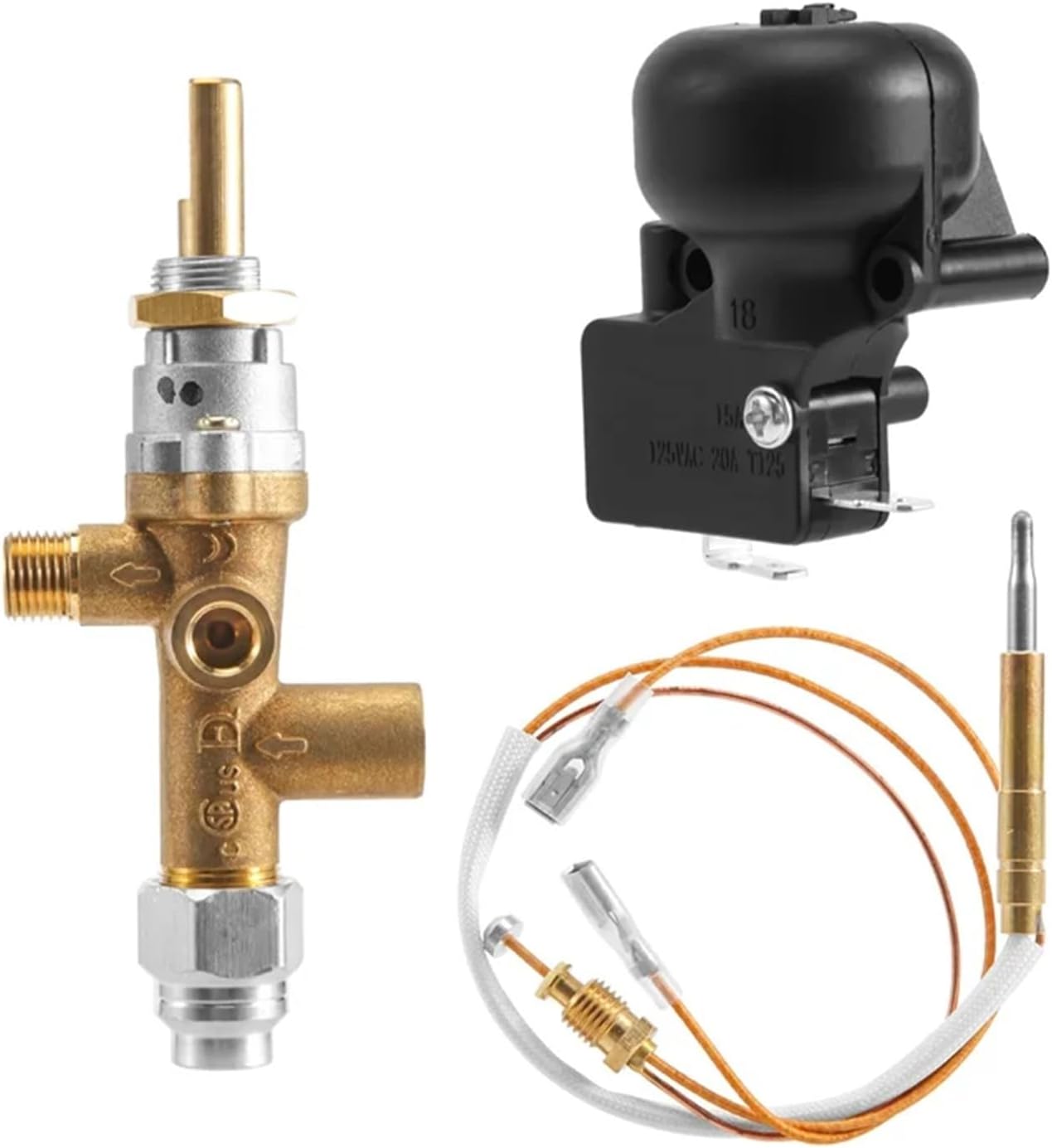 PORK-Gas Patio Heater Control Valve Thermocouple Sensor Dump Switch Knob Propane Lpg Fire Pit Control Safety Pilot Port Set
