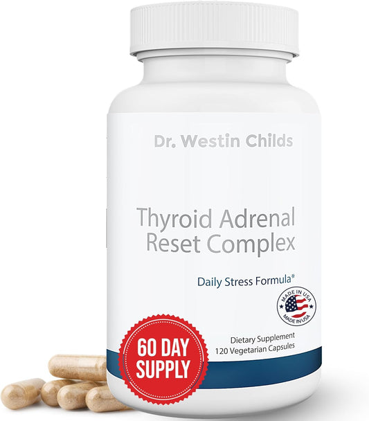 Dr. Westin Childs - Thyroid Adrenal Reset Complex | Herbal Support Supplement with Glandulars & Rhodiola (adaptogens) for Stress, Cortisol, Fatigue, Energy in Women with Hypothyroidism 120 Ct