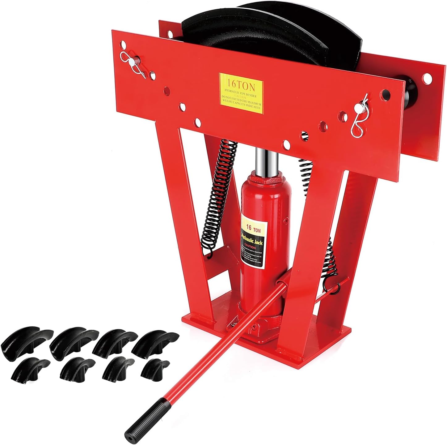 Hydraulic Pipe Bender 8 Dies (1/2",3/4",1",1-1/4",1-1/2",2",2.5", 3") 16 Ton Manual Copper Tubing Bender Tool Adjustable Rollers 90°-180° Steel Iron Metal Ratcheting