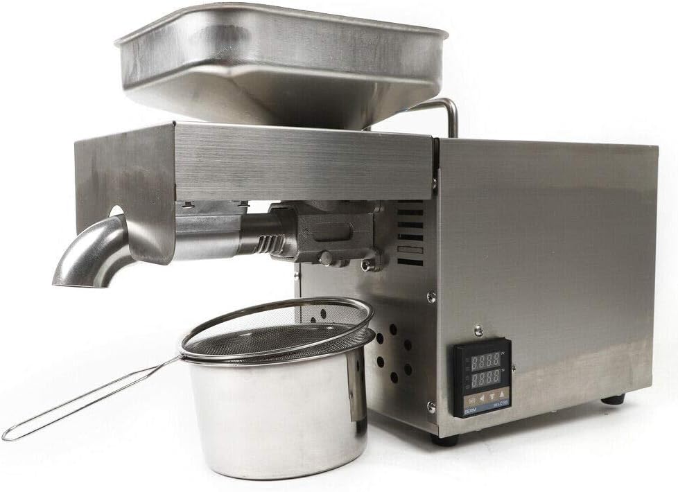 Automatic Oil Press Machine, 610W Canola Oil Press Extractor Castor Oil Presser Cold Hot Pressing Machine, Organic Oil Press for Peanut Kernels, Sunflower Seeds, Tea Seeds, Walnut Kernels