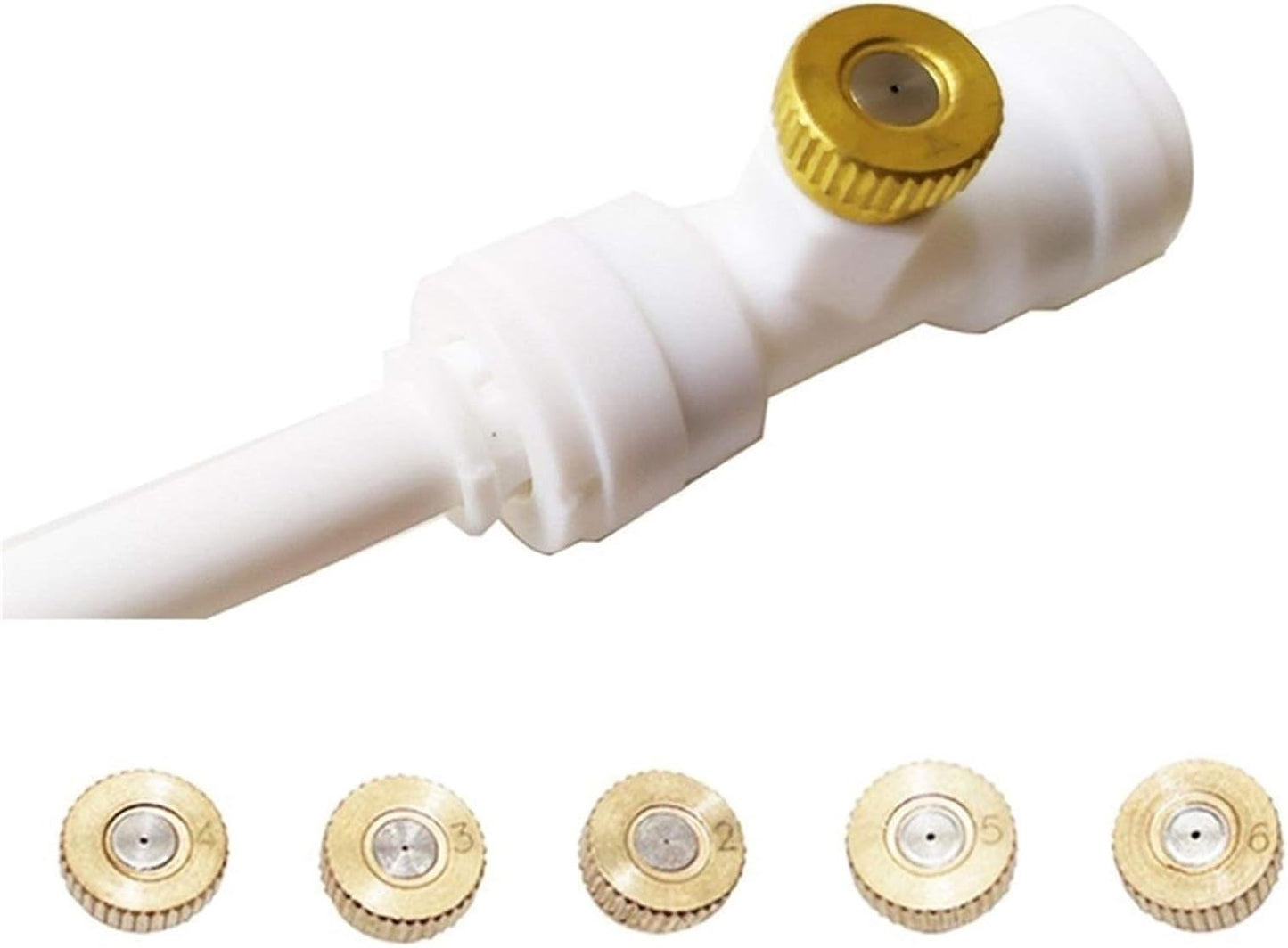 30pcs brass misting nozzles for outdoor cooling system low pressure mister nozzle with 1 4 slip lock tees atomizing misting sprayer fog nozzles for garden humidification landscaping dust control