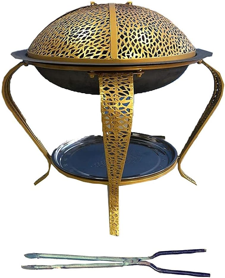 Multifunctional Fire Pit, Fire Pits Bowls for Garden Patio, Firepit for Outside Wood Burning with Screen Cover for Backyard Garden Patio Bonfire Heating, Camping and BBQ