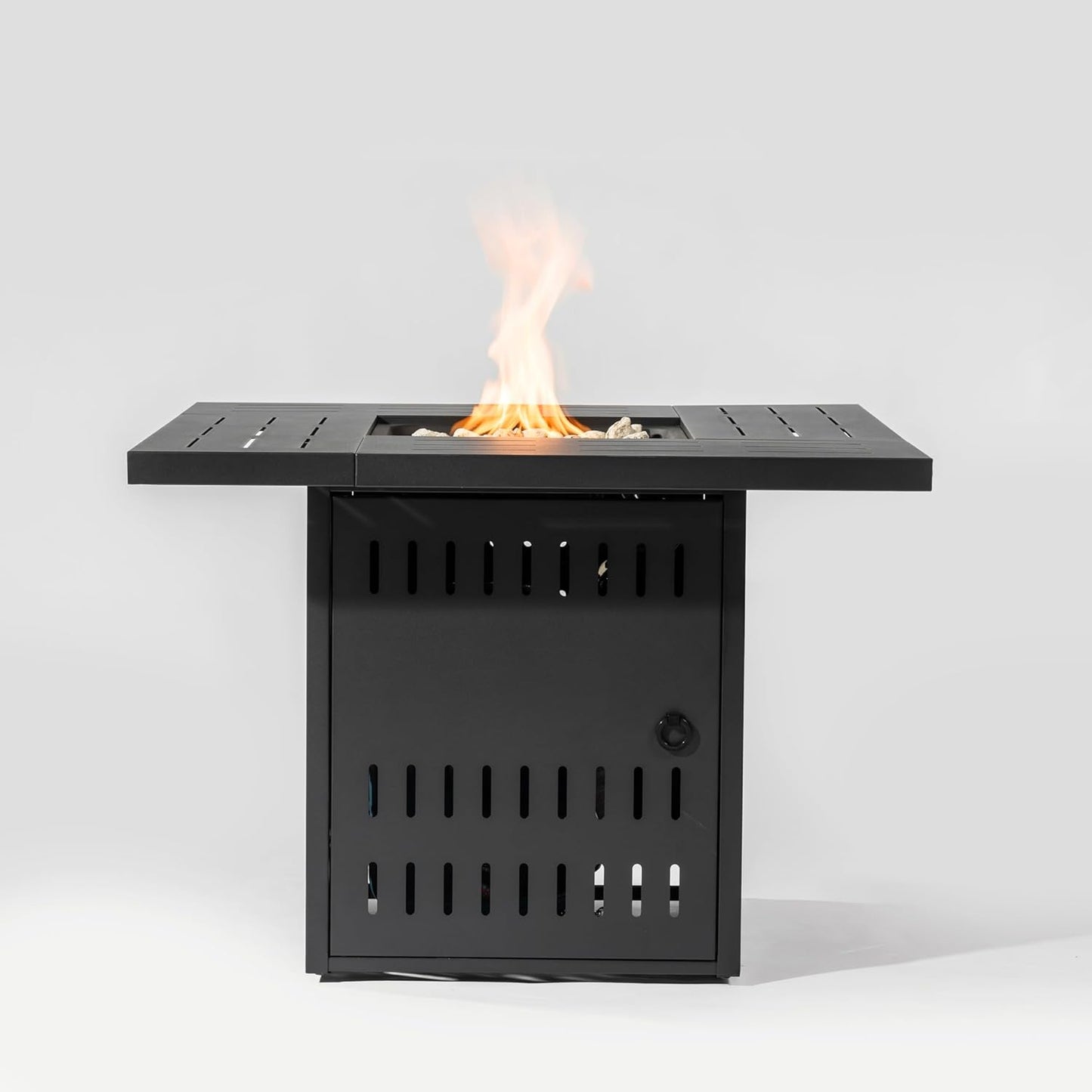 34-Inch Square Propane Fire Pit Table, 50000 BTU, Convertible Metal Coffee Table, Black