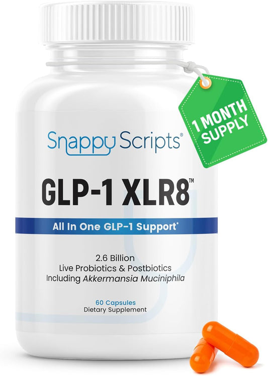 GLP-1 XLR8 Supplement Hunger Metabolism Weight Loss Support 2.6 Billion AFU Live Probiotics Postbiotics Akkermansia Berberine Green Tea Korean Ginseng Expert Led Formula for Women & Men 60 Capsules