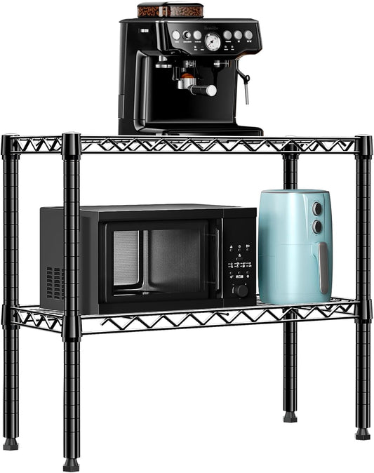MZG 220 lbs 2 Tier Storage Rack Metal Wire Shelving Unit, Storage Standing Household Shelf Organizer for Laundry Bathroom Kitchen Pantry Closet Basement Utility Room, Black 11.8" D x 27.6" W x 23.4" H