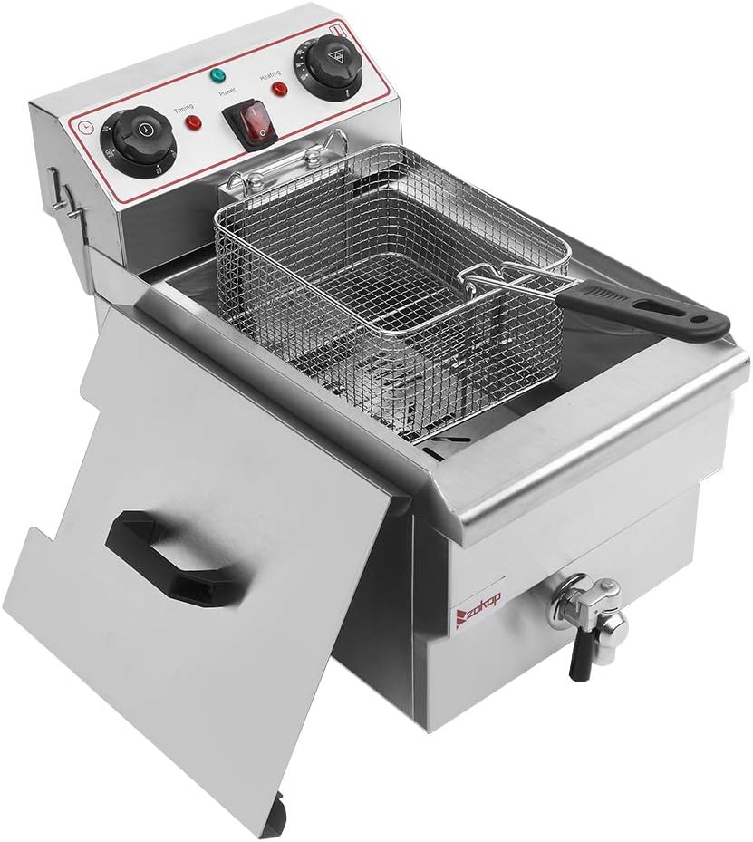 Onlyou Electric Deep Fryer with 1-Basket Stainless Steel Faucet Single-Cylinder 12.5QT / 11.8L