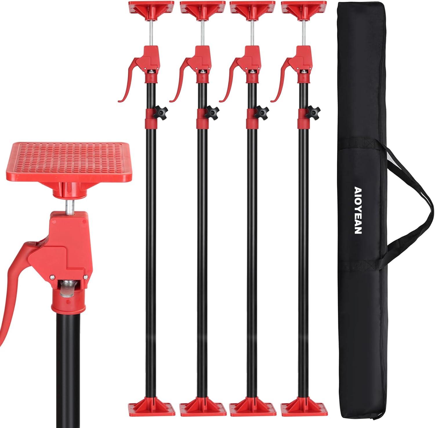 Cabinet Jack Support Pole, 45-114 in Adjustable Third Hand Tool, Steel Telescopic Quick Support Rod with 78lbs Capacity for Cabinets Jack, Drywall Lift & Cargo Bars, 4Pack