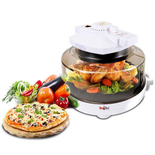 Koolatron Total Chef Countertop Infrared 6.4-Quart White Programmable Steel Round Roaster Oven with Glass Lid Z100B