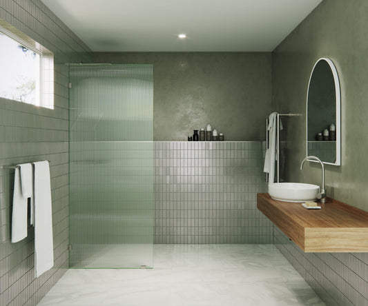 Glass Warehouse Gaia Brushed Nickel 30-in W x 78-in H Frameless Tempered Glass Fixed Shower door