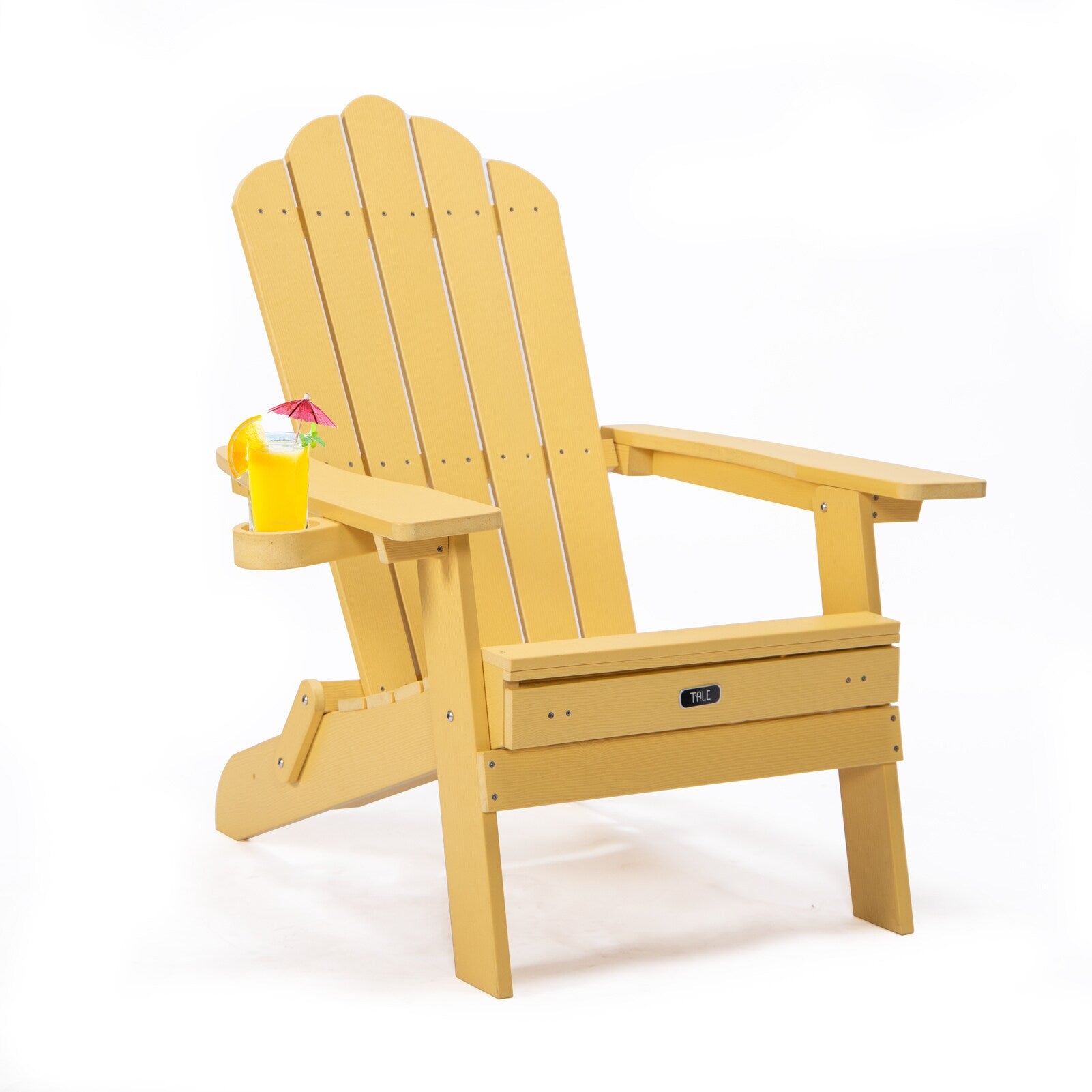 Maocao Hoom Yellow Polyethylene Frame Stationary Adirondack Chair with Slat Seat
