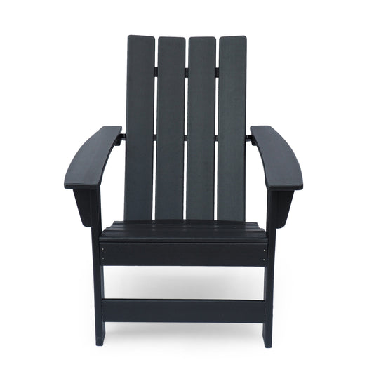 Best Selling Home Decor Novia Matte Black Plastic Frame Stationary Adirondack Chair with Black Solid Seat