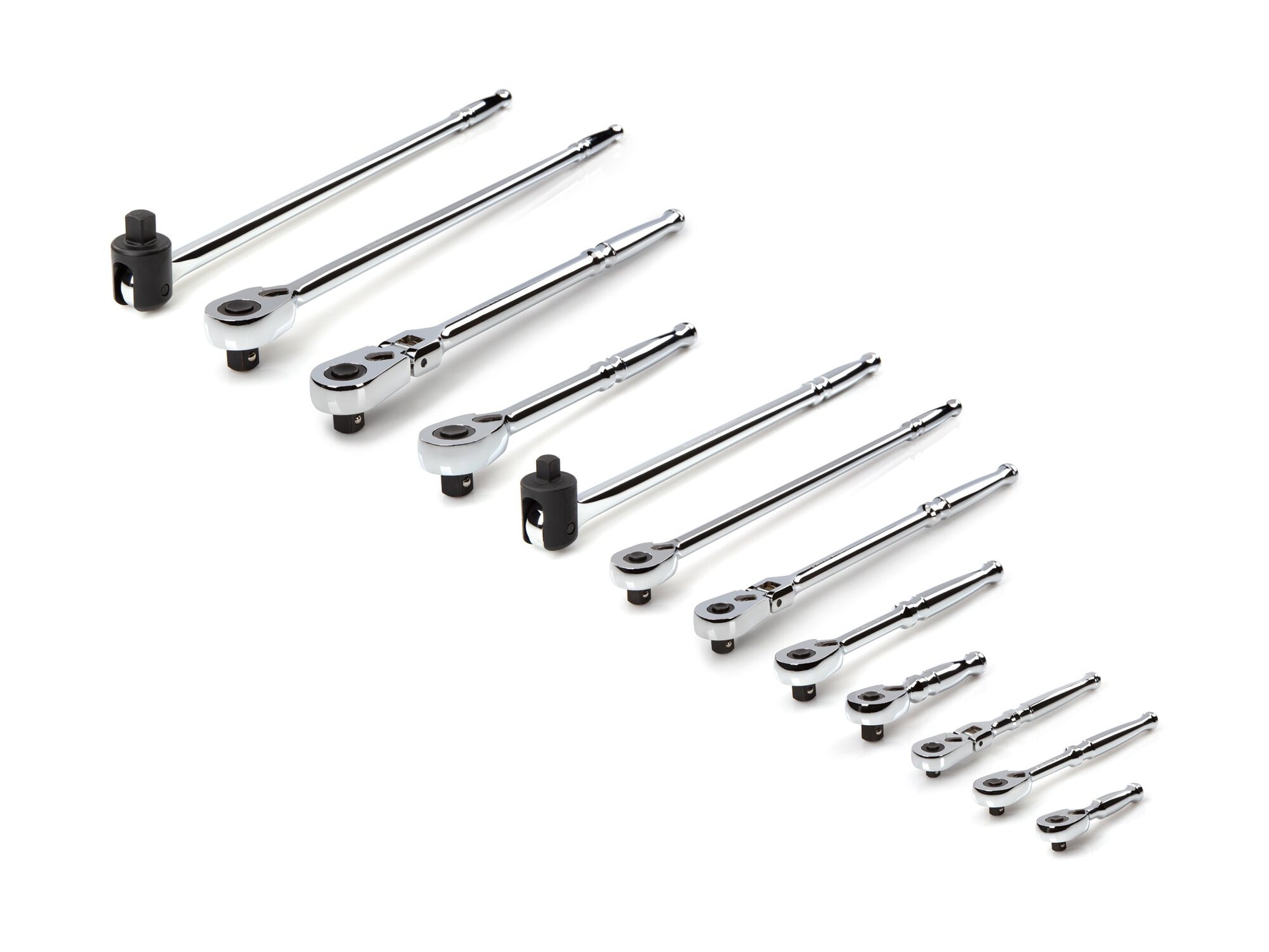 TEKTON 12-Piece 90-Tooth 1/2-in; 3/8-in; 1/4-in Drive Full Polish Handle Flexible Head Ratchet Set SDR99002
