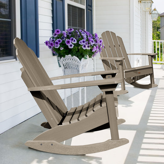 highwood The Westport Woodland Brown Poly-lumber Frame Rocking Chair with Slat Seat