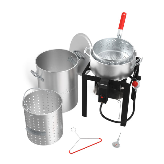 Camp Chef 30-qt Boil Pot and 10-qt Fry Pot with 1-Burner Propane Electronic Stainless Steel Jet Cooker SHP30