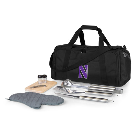 Picnic Time Stainless Steel 9-Piece Grilling Accessory Kit with Heat-Sealed Interior Liner and Multiple Storage Pockets 757-06-175-434-0
