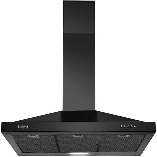 Damerin 36 inch Ducted 450-CFM Black Wall-Mounted Range Hood