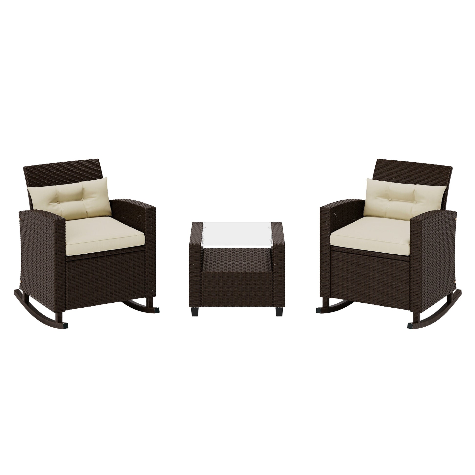 Octans Wildflower Fields 3 -Piece Wicker Patio Conversation Set with Off-white Cushions