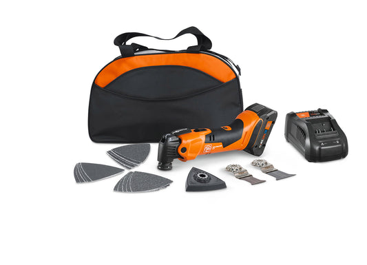 FEIN MULTIMASTER AMM500 Plus 18-volt Cordless Brushless 5.5-Amp Variable 12-Piece Oscillating Multi-Tool Kit with Soft Case (1-Battery Included) 71293866090