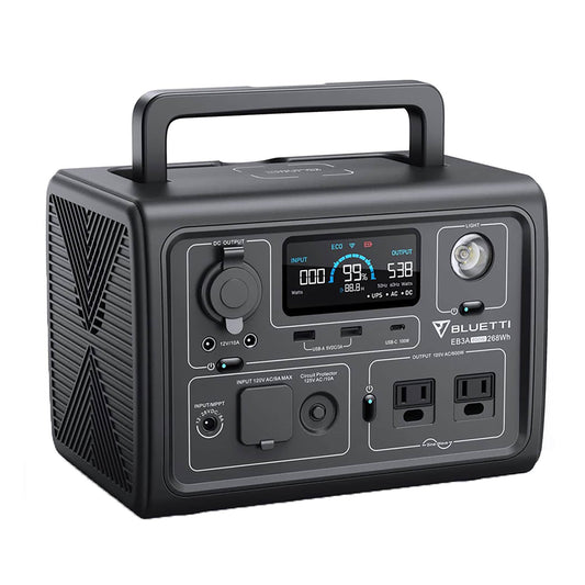 BLUETTI 268Wh 600-Watt Portable Power Station EB3A+CBAG