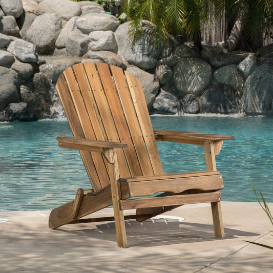 Topcraft Brown Wood Frame Stationary Adirondack Chair with Solid Seat