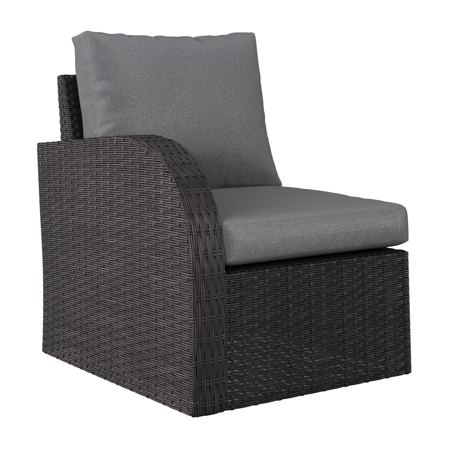 CorLiving Brisbane Rattan Distressed Charcoal Gray Steel Frame Stationary Conversation Chair with Gray Cushioned Seat